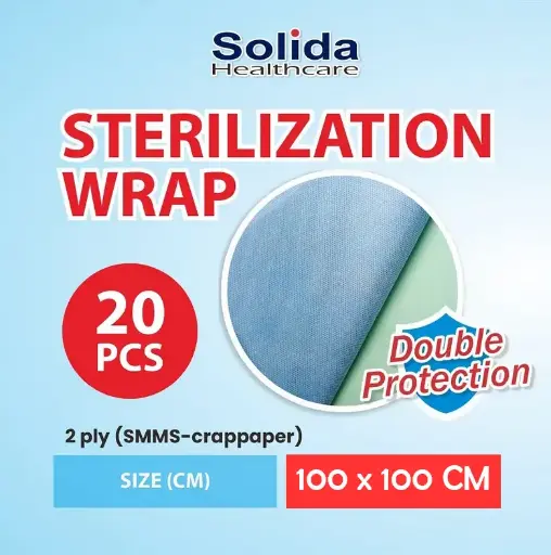 [SHC - SWP - 100 BLUE] SOLIDA HEALTHCARE Sterilization Wrap 2 Ply (100 cm x 100 cm)